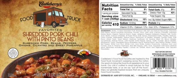 Castleberry's Food Truck Chili - Pork Chili W/Pinto Beans 12ct - Image 2